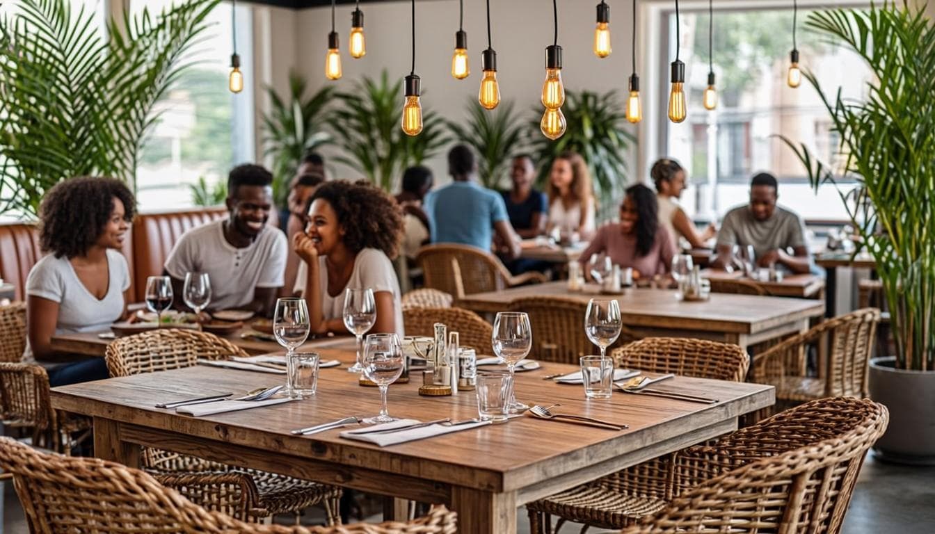 Guests sharing a warm meal together at Sahara Chicken